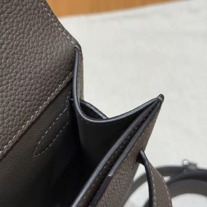 Hermes Kelly Depeches 25 Pouch Handmade In Togo Calfskin Leather Silver Hardware 8F Gris Etain - Image 5