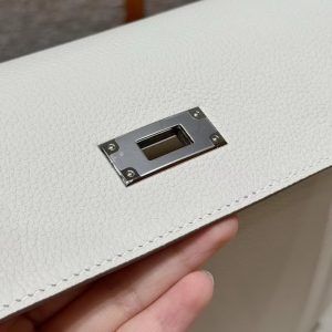 Hermes Kelly Depeches 25 Pouch Handmade In Togo Calfskin Leather Silver Hardware M4 Girs Pale - Image 11