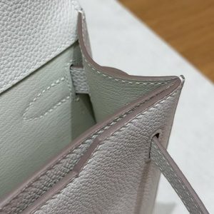 Hermes Kelly Depeches 25 Pouch Handmade In Togo Calfskin Leather Silver Hardware M4 Girs Pale - Image 10