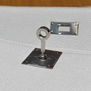 Hermes Kelly Depeches 25 Pouch Handmade In Togo Calfskin Leather Silver Hardware M4 Girs Pale - Image 9