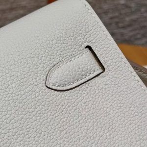 Hermes Kelly Depeches 25 Pouch Handmade In Togo Calfskin Leather Silver Hardware M4 Girs Pale - Image 8