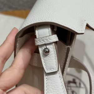 Hermes Kelly Depeches 25 Pouch Handmade In Togo Calfskin Leather Silver Hardware M4 Girs Pale - Image 6
