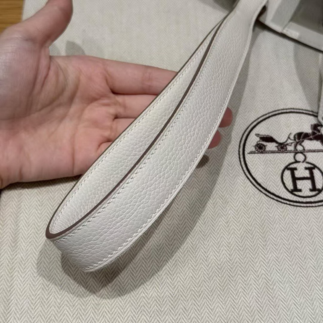Hermes Kelly Depeches 25 Pouch Handmade In Togo Calfskin Leather Silver Hardware M4 Girs Pale - Image 5