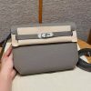 Hermes Kelly Depeches 25 Pouch Handmade In Togo Calfskin Leather Silver Hardware M8 Gris Asphalted