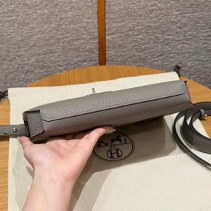 Hermes Kelly Depeches 25 Pouch Handmade In Togo Calfskin Leather Silver Hardware M8 Gris Asphalted - Image 17