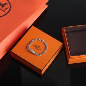 Hermes Kelly Gourmette Bracelet Sterling Silver H120439B 00LG - Image 7