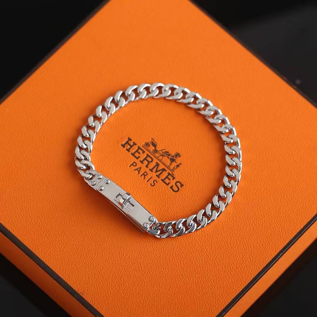 Hermes Kelly Gourmette Bracelet Sterling Silver H120439B 00LG - Image 6