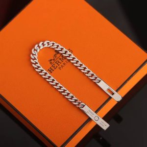 Hermes Kelly Gourmette Bracelet Sterling Silver H120439B 00LG - Image 4
