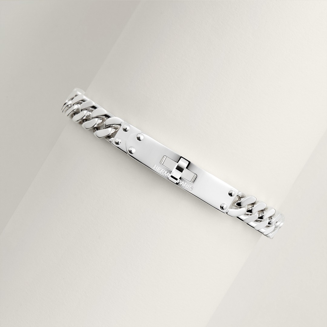 Hermes Kelly Gourmette Bracelet Sterling Silver H120439B 00LG
