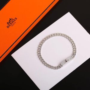 Hermes Kelly Gourmette Bracelet Sterling Silver H221410B 00LG - Image 8