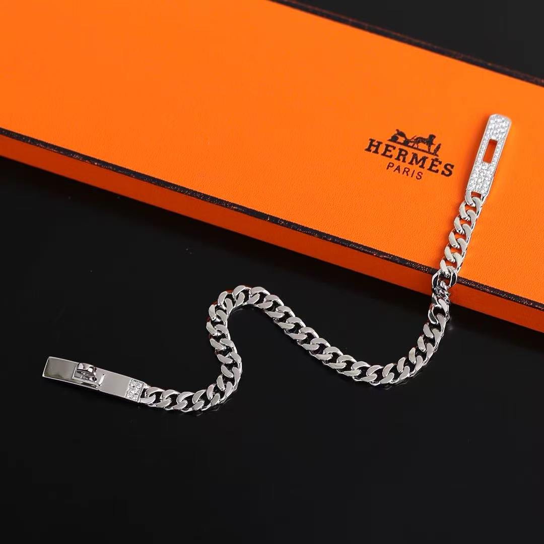 Hermes Kelly Gourmette Bracelet Sterling Silver H221410B 00LG - Image 5