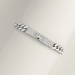 Hermes Kelly Gourmette Bracelet Sterling Silver H221410B 00LG