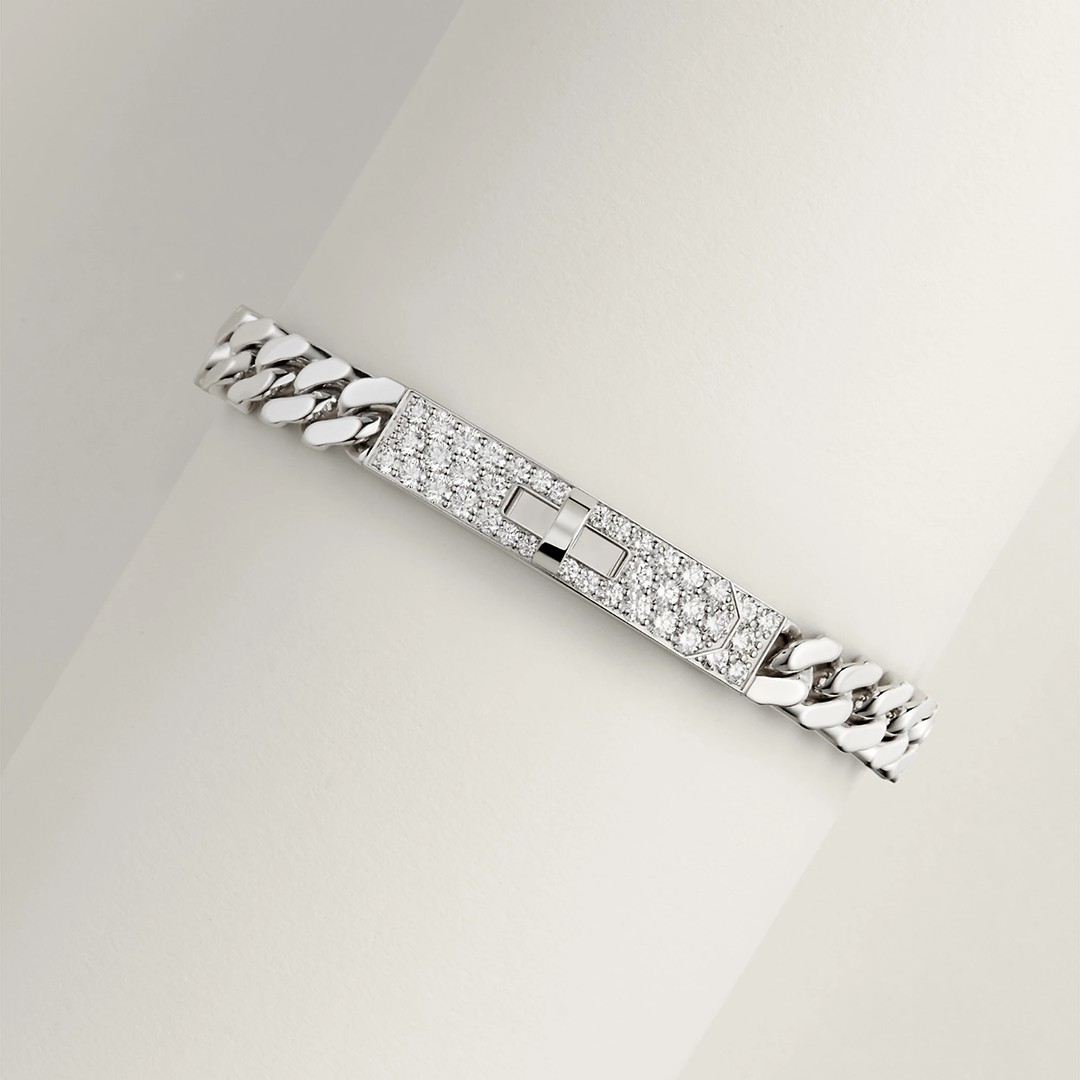 Hermes Kelly Gourmette Bracelet Sterling Silver H221410B 00LG