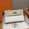 Hermes Kelly Pochette Handmade In Alligator Leather from Mississippi Gold Hardware 8L Beton