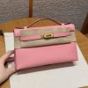 Hermes Kelly Pochette Handmade In Epsom Calfskin Leather Gold Hardware 1Q Rose Confetti