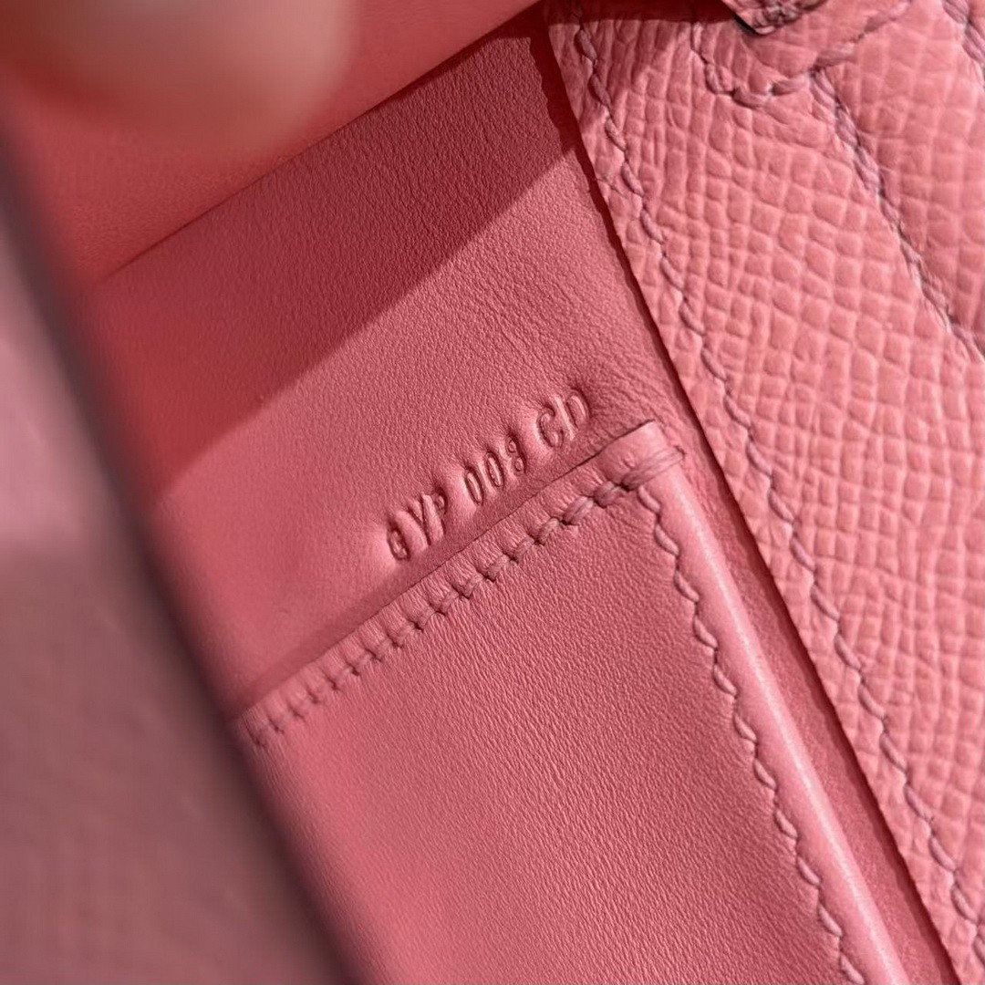 Hermes Kelly Pochette Handmade In Epsom Calfskin Leather Gold Hardware 1Q Rose Confetti - Image 17