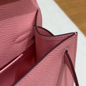 Hermes Kelly Pochette Handmade In Epsom Calfskin Leather Gold Hardware 1Q Rose Confetti - Image 10