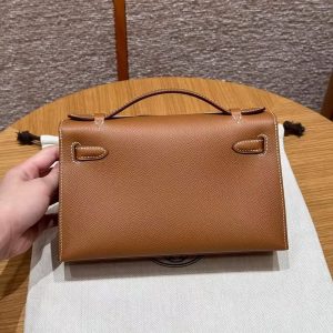 Alternative view of Hermes Kelly Pochette Handmade In Epsom Calfskin Leather Gold Hardware 37 Gold