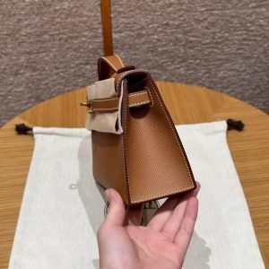 Hermes Kelly Pochette Handmade In Epsom Calfskin Leather Gold Hardware 37 Gold - Image 20
