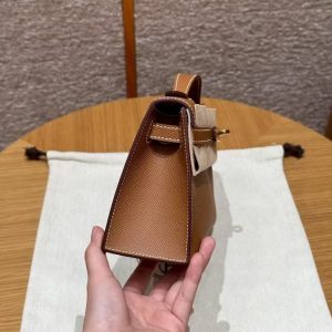 Hermes Kelly Pochette Handmade In Epsom Calfskin Leather Gold Hardware 37 Gold - Image 19