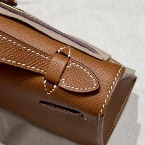 Hermes Kelly Pochette Handmade In Epsom Calfskin Leather Gold Hardware 37 Gold - Image 13