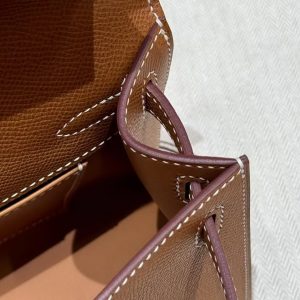 Hermes Kelly Pochette Handmade In Epsom Calfskin Leather Gold Hardware 37 Gold - Image 12