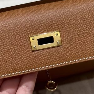Hermes Kelly Pochette Handmade In Epsom Calfskin Leather Gold Hardware 37 Gold - Image 10