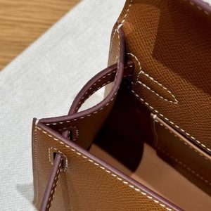Hermes Kelly Pochette Handmade In Epsom Calfskin Leather Gold Hardware 37 Gold - Image 7