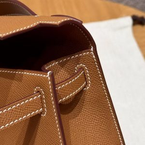 Hermes Kelly Pochette Handmade In Epsom Calfskin Leather Gold Hardware 37 Gold - Image 6