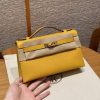 Hermes Kelly Pochette Handmade In Epsom Calfskin Leather Gold Hardware 9D Jaune Amber