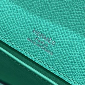 Hermes Kelly Pochette Handmade In Epsom Calfskin Leather Silver Hardware 0Z Vert Comics - Image 14