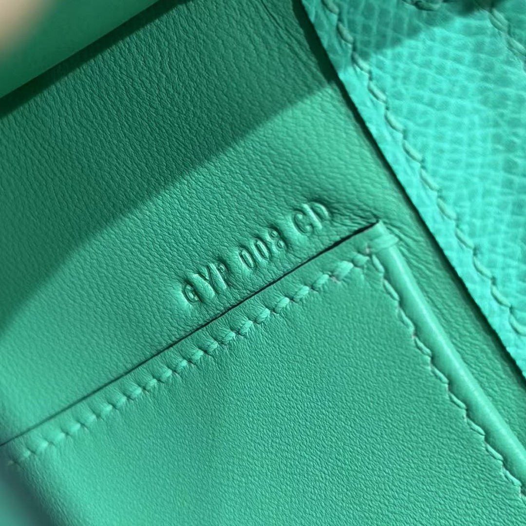 Hermes Kelly Pochette Handmade In Epsom Calfskin Leather Silver Hardware 0Z Vert Comics - Image 12