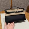 Hermes Kelly Pochette Handmade In Epsom Calfskin Leather Silver Hardware 89 Noir