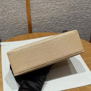 Hermes Kelly Pochette Handmade In Lizard Leather from South Africa Gold Hardware 0M Chai - Image 17