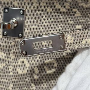 Hermes Kelly Pochette Handmade In Lizard Leather from South Africa Silver Hardware 1B Ombre - Image 16