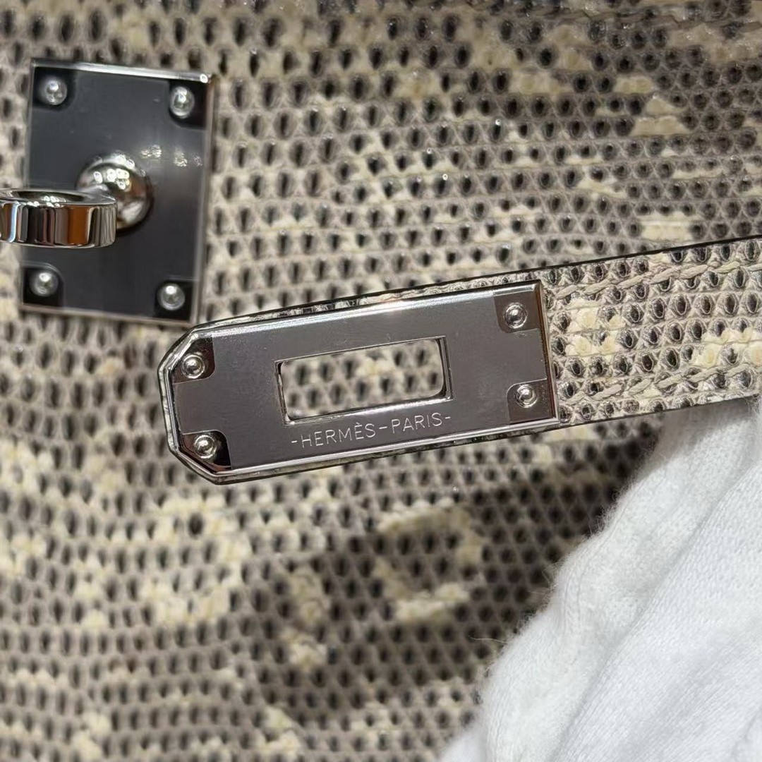Hermes Kelly Pochette Handmade In Lizard Leather from South Africa Silver Hardware 1B Ombre - Image 16