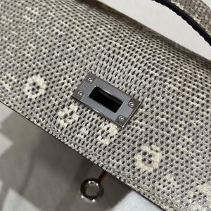 Hermes Kelly Pochette Handmade In Lizard Leather from South Africa Silver Hardware 1B Ombre - Image 10