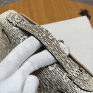 Hermes Kelly Pochette Handmade In Lizard Leather from South Africa Silver Hardware 1B Ombre - Image 6