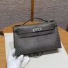 Hermes Kelly Pochette Handmade In Lizard Leather from South Africa Silver Hardware 85 Ardoise