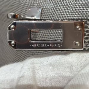 Hermes Kelly Pochette Handmade In Lizard Leather from South Africa Silver Hardware 85 Ardoise - Image 16
