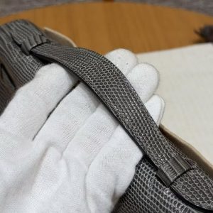 Hermes Kelly Pochette Handmade In Lizard Leather from South Africa Silver Hardware 85 Ardoise - Image 7