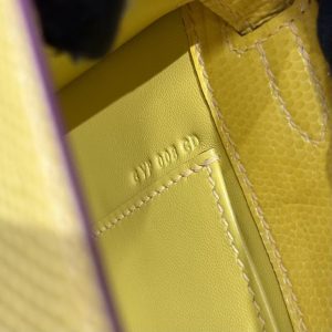 Hermes Kelly Pochette Handmade In Lizard Leather from South Africa Silver Hardware 9o Jaune de Naples - Image 17