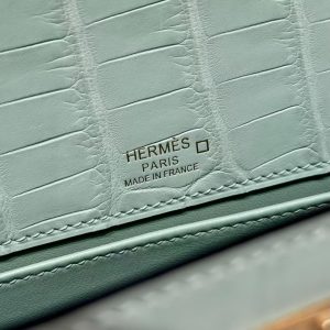 Hermes Kelly Pochette Handmade In Matte Alligator Leather Gold Hardware 0W Girs Neve - Image 15