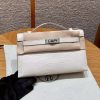 Hermes Kelly Pochette Handmade In Matte Alligator Leather Silver Hardware 10 Craie