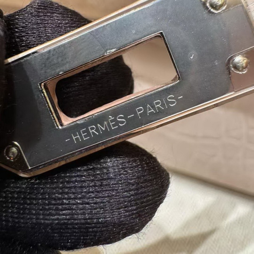 Hermes Kelly Pochette Handmade In Matte Alligator Leather Silver Hardware 10 Craie - Image 13