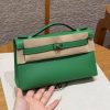 Hermes Kelly Pochette Handmade In Swift Calfskin Leather Gold Hardware 1K Bambou