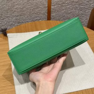 Hermes Kelly Pochette Handmade In Swift Calfskin Leather Gold Hardware 1K Bambou - Image 12