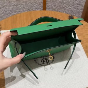 Hermes Kelly Pochette Handmade In Swift Calfskin Leather Gold Hardware 1K Bambou - Image 11