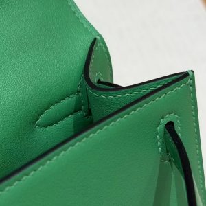 Hermes Kelly Pochette Handmade In Swift Calfskin Leather Gold Hardware 1K Bambou - Image 6