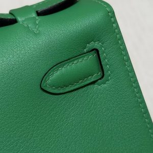 Hermes Kelly Pochette Handmade In Swift Calfskin Leather Gold Hardware 1K Bambou - Image 5